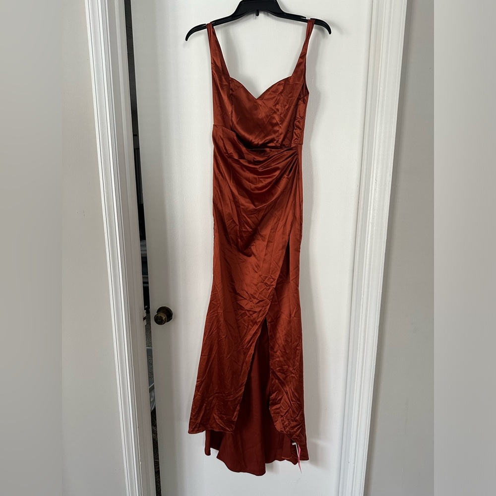 SHEIN Belle Satin Side Slit Dress - NEW